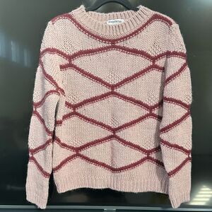 Essentiel Antwerp Pink/Burgundy Striped Pullover Sweater, Size S